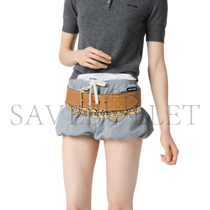 MIU MIU CASHMERE POLO WITH EMBROIDERED POPLIN COLLAR MML03Z